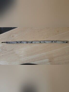 Vintage 925 Sterling Silver Link Bracelet 7.5” Minimalist Industrial Style